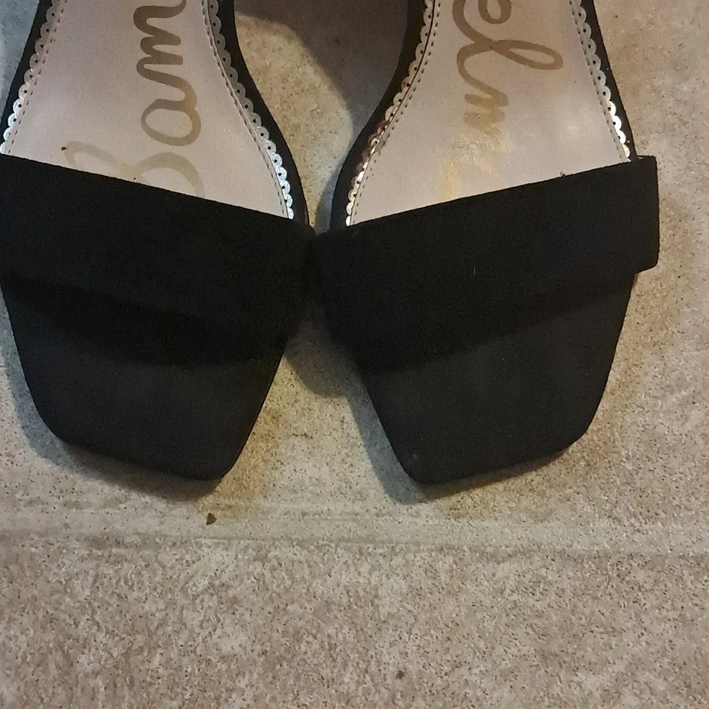 Sam Edelman Yaro Black Block Heel Ankle Strap Suede Shoes Size 10